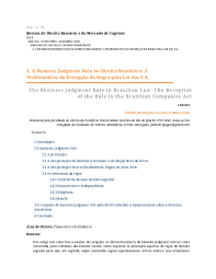 Pdf A Business Judgment Rule No Direito Brasileiro A Problematica Da Recepcao Da Regra Pela Lei Das S A Pedro Brigagao Academia Edu
