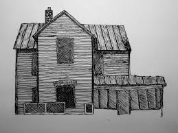 This forms the cube shape of steve's head. Abandoned House Ink On Paper Wip Critiques Welcome Drawing