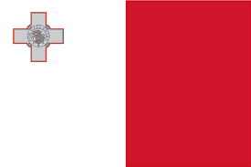 It features a red white blue color combination of a centered white cross that extends to the edges and divides the flag into four rectangles; Flag Of Malta Britannica