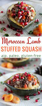 Paleo Moroccan Lamb Stuffed Squash Aip Fed And Fulfilled Recipe Ground Lamb Recipes Lamb Recipes Moroccan Food