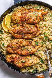 15 Minute Garlic Butter Chicken With Parmesan Cauliflower Rice Recipes Cooking Recipes Healthy Recipes