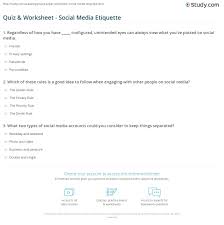 Susan box mann / october 12th. Quiz Worksheet Social Media Etiquette Study Com