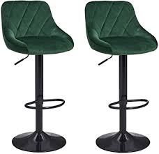 Barstuhl drehbar / die wasserdichten kunstledersitze sind leicht zu reinigen. 2er Set Barhocker Kunstleder Barstuhl Mit Lehne Farbauswahl Hohenverstellbar Drehbar Tresenhocker Typ 523b Farbe Dunkel Grun Material Samt Amazon De Kuche Haushalt