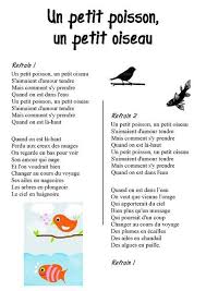 Un Petit Poisson Un Petit Oiseau S Aimaient D Amour Tendre Chemin De Tables De Photos Comptines Paroles Comptines Chanson Enfantine