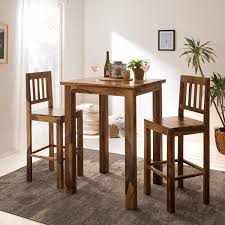 This kitchen bar table is smoothly inwrought in the kitchen decor, providing a warm and cosy spot to share meals with your beloved person. G Fine Furniture Wooden Long 2 Seater Bar Table Set High Bar Table And Chairs Set Kitchen Furniture Sheesham Wood Natural Brown Amazon In Home Kitchen