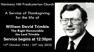 Live: Funeral service of Lord David Trimble takes place in Lisburn