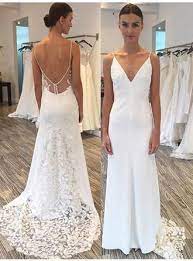 Us 135 00 Sleeveless Sheath Column Satin Lace Wedding Dresses Lalamira Sheath Wedding Dress Lace Plus Wedding Dresses Wedding Dress Train