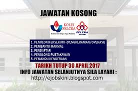 Untuk memohon sila ikut langkah seperti di bawah. Jawatan Kosong Terkini Di Kolej Felcra 30 April 2017