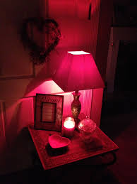 I Put Soft Red Light Bulbs In A Couple Table Lamps To Start Setting The Mood For Valentines Day Red Light Bulbs Lamp Light Red