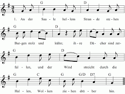 An der saale hellem strande / stehen burgen stolz und kühn / ihre dächer. An Der Saale Hellem Strande Noten Liedtext Midi Akkorde