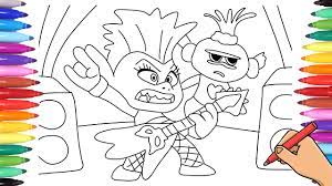 trolls world tour coloring page watch how to draw with markers youtube coloriage police