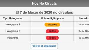 Para los autos foráneos la limitación a su circulación es la siguiente no circulan un día entre semana (según la terminación de su placa) de 5 a 22 horas. Hoy No Circula Conoce El Calendario Para Este Sabado 7 De Marzo Gluc Mx