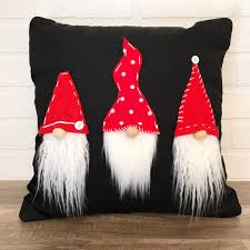 Adorable Red And Black Gnome Pillow Tomte Home Decor Tomte Pillow Scandinavian Home Decor Christmas Pillows Handmade Christmas Handmade Holiday