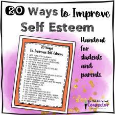 20 Ways To Increase Self Esteem Handout By Carol Miller - Counseling  Essentials
