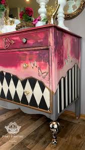 Hand Painted Dresser Funky Painted Furniture Whimsical Painted Furniture Creative Furniture Decoupage turns trash into trendy treasures.