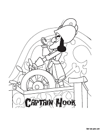 How to coloring captain hook. Printable Captain Hook Pirates Coloring Pages