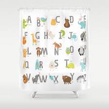 Kids Shower Curtain Animal Alphabet Shower Curtain Woodland Etsy Kids Shower Curtain Kids Bathroom Shower Curtain Kid Bathroom Decor