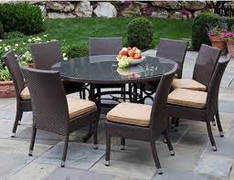 Wicker Patio Furniture With Glass Round Patio Table On Top And Chairs Patio Table Set Contemporary Patio Furniture Round Patio Table