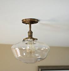 Large Clear 12 Schoolhouse Shade Flush Mount Or Semi Etsy Flush Mount Ceiling Lights Bedrooms Semi Flush Ceiling Lights Hand Blown Glass Lighting