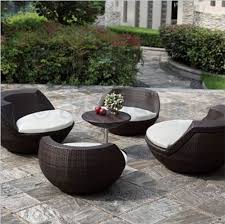 Rattan Weave Garden Patio Designer Wicker Dining Set Egg Stackable Table Chairs Ebay