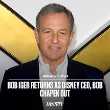 Bob Iger has replaced Bob Chapek as Disney's CEO. https://bit.ly/3hZINIP