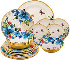Browse floral backgrounds, flower clipart, & vintage floral illustrations licensed under. Amazon Com Upware 16 Piece Melamine Dinnerware Set Includes Dinner Plates Salad Plates Dessert Plates Bowls Service For 4 Butterfly Dinnerware Sets