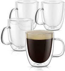 I love these mugs so much. Amazon Com Large Clear Coffee Mugs Set Of 4 Double Wall Insulated Glass Mugs With Handle Glass C Clear Glass Coffee Mugs Clear Coffee Mugs Glass Coffee Mugs