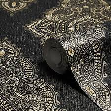 Maybe you would like to learn more about one of these? Graham Brown Julien Macdonald Black Damask Gold Effect Wallpaper Diy At B Q