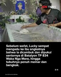 Empat prajurit TNI AD ditahan terkait penyelidikan kematian Prada Lucky  Chepril Saputra Namo (23), yang meninggal pada 6 Agustus 2025 di RSUD  Aeramo, NTT. IDNTimesNews idntimes.comnewsindonesia4-prajurit-tni-ad-ditahan-terkait-dugaan  ...