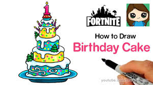 Time to draw some yummy cakes. How To Draw The Fortnite Birthday Cake Easy Youtube