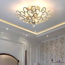 Silver Bowl Ceiling Light Fixture Modern Crystal Metal 3 Light Semi Flush Mount Light For Foyer Takeluckhome Com