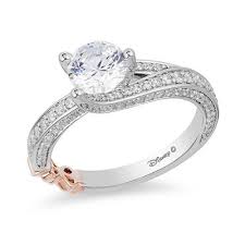 Limited Edition Enchanted Disney Snow White 1 1 2 Ct T W Diamond Bow Engagement Ring In 14k Two Tone Gold