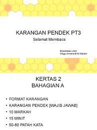 Pada kali ini saya kongsikan beberapa karangan bahasa melayu yang sesuai untuk pelajar pt3 jadikan panduan. Panduan Menulis Karangan Pendek Pt3