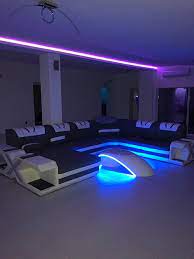 designer sofa mystique xxl mit led beleuchtung usb anschluss wohnzimmermobel modern sofa design wohnzimmer grau