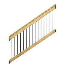 6 Ft Pressure Treated Stair Railing Kit With Black Aluminum Balusters 172977 The Home Depot Stair Railing Kits Stair Kits Outdoor Stair Railing