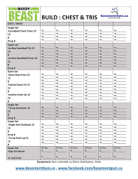 Body Beast Build Chest Tris Worksheet Body Beast Body Beast Workout Sheets Body Beast Workout