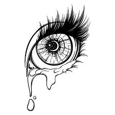 Black And White Vector Art Anime Vector Crying Eye In Anime Or Manga Style With Teardrops And Reflections In 2020 Crying Eyes Realistic Eye Drawing Reflection Drawing