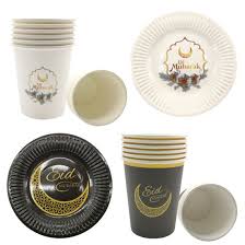 Eid mubarak calligraphy with arabesque decorations and ramadan lanterns. Chicinlife 1set Eid Mubarak Disposable Paper Cup Plate Ramadan Mubarak Muslim Islamic Festival Party Diy Decoration Supplies China Party Diy Decorations And Home Garden Price Made In China Com