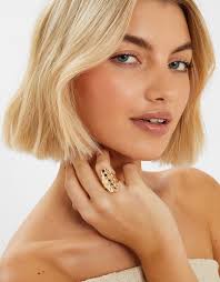 Textured Oval Ring Gold Gold