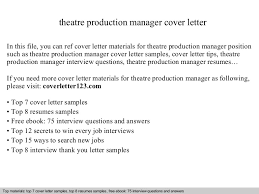 Production supervisors are employed by manufacturing units to oversee and coordinate production operations. Theatre Production Manager Cover Letter