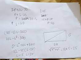 Maybe you would like to learn more about one of these? Sebuah Persegi Panjang Mempunyai Keliling 70 Dan Luas 300 Cm Hitunglah Diagonal Persegi Panjang Brainly Co Id