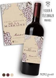 Demande Parrain A Imprimer Etiquette Bouteille De Vin Bouteille De Vin Etiquette Bouteille
