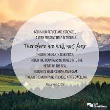 God Is Our Refuge And Strength A Very Present Help In Trouble Therefore We Will Not Fear Though Th Psalm 46 1 3 God Is Our Refuge And Strength Psalms 46 1 3