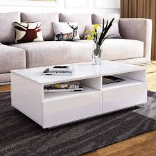 Modern white coffee table white high gloss modern luxury led storage cabinet furniture living room table various colors us shipping. Modern High Gloss White Coffee Table Side End Table Living Room Furniture With Led Light Wish