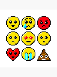 Impression Rigide Pixel Art Faces Sourire Dechirure En Colere Triste Yeux De Coeur Wow Visage De Cœur Crier Par Quacksecho Redbubble