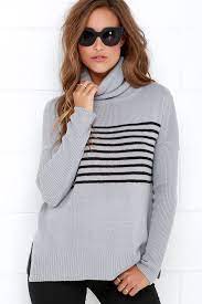 Bb Dakota Carver Sweater Striped Sweater Blue Grey Sweater Turtleneck Top 79 00 Lulus