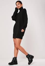 Premium Black Boyfriend Roll Neck Sweater Dress Missguided Roll Neck Sweater Black Roll Neck Jumper Knitting Women Sweater