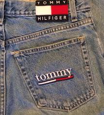 Vintage 90s Tommy Hilfiger Patch Light Blue Jeans Spell Out Women S Sz 9 32x32 Light Blue Jeans Tommy Hilfiger Blue Jeans