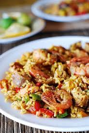 Paella With Chicken Shrimp And Sausage Spanish Cuisine Spanish Recipes Jambalaya Easy Paella Paella Recipe Pasta Dishes