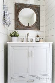 Less expensive option for a do it yourself project. A Tiny Bathroom Reveal With Modern Farmhouse Style Diy Beautify Creating Beauty At Home